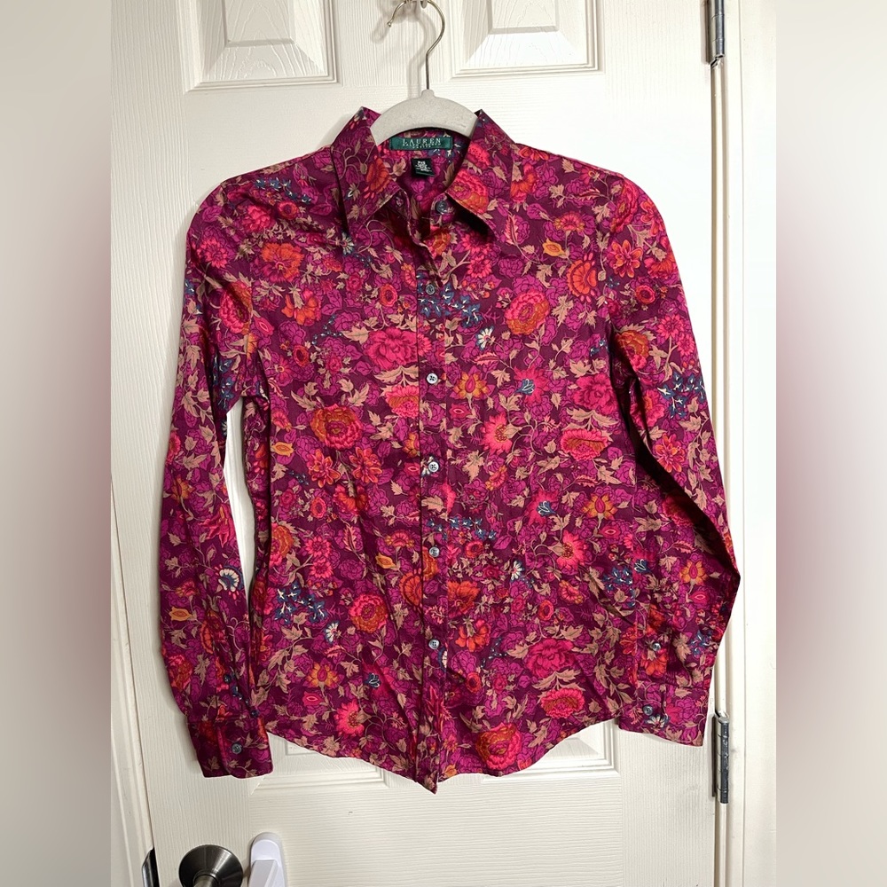 Lauren Ralph Lauren petite XS women’s floral button up